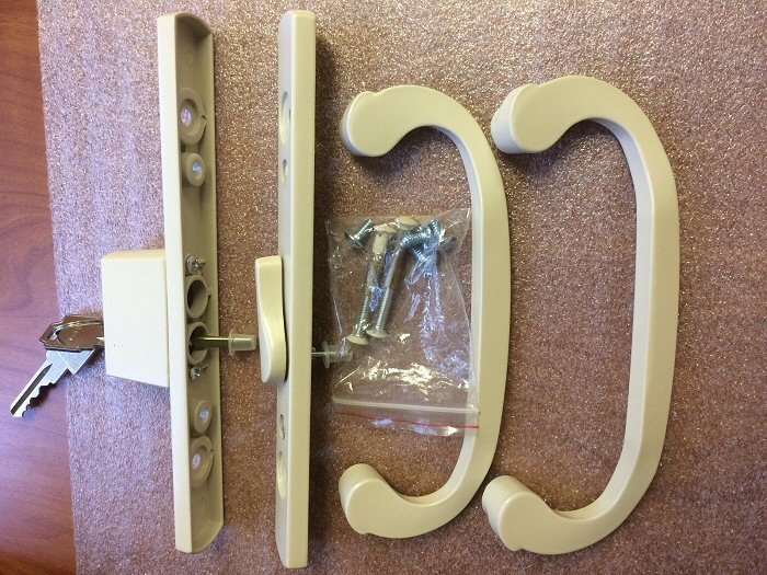 Vision Patio Door Keyed Handle Set Plated Replacement PD2000BEIGE-OFFSET