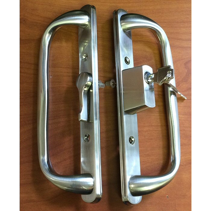 Vision Patio Door Keyed Handle Set Plated Replacement PD3000SN - OFFSET LOCK/LEVER - SATIN NICKEL